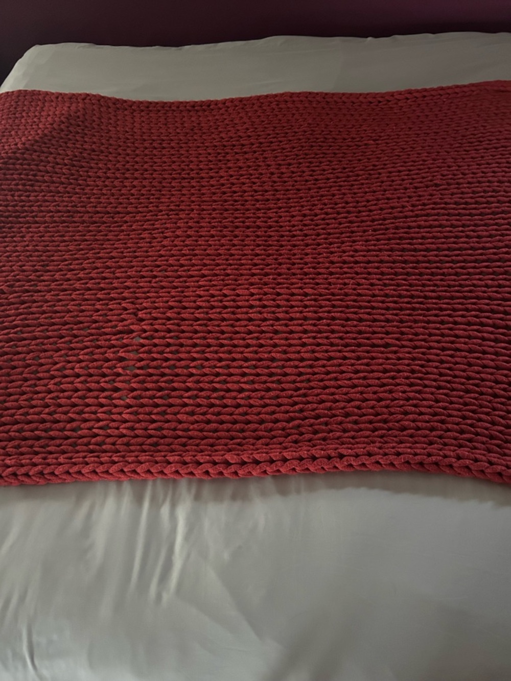 Madison Park Chunky Double Knit Red 50 in. x 60 in. Handmade Throw Blanket